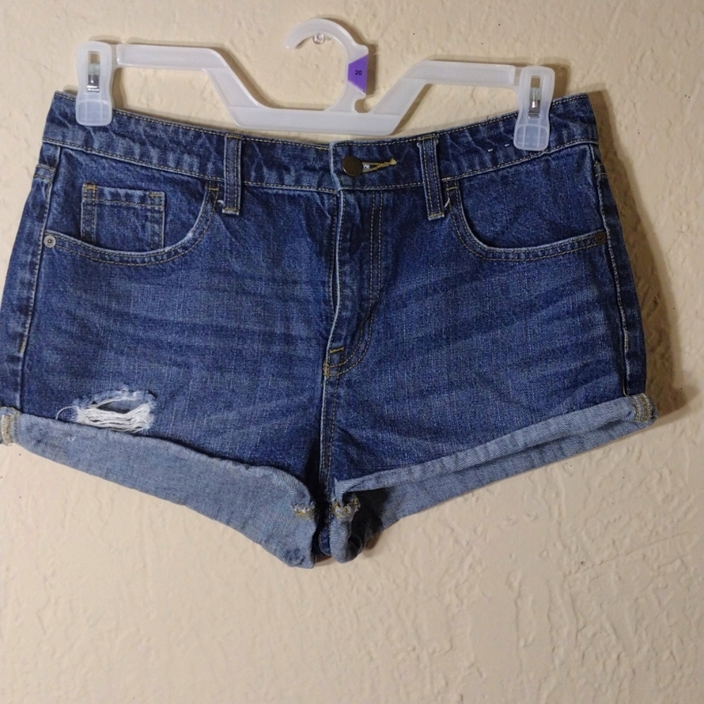 High rise denim short